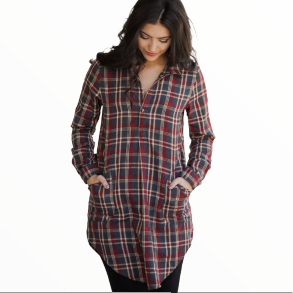 Plaid Flannel Tunic Dress by Illa Illa